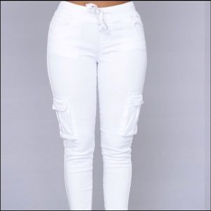 NEW-Fashion Nova white cargo pants